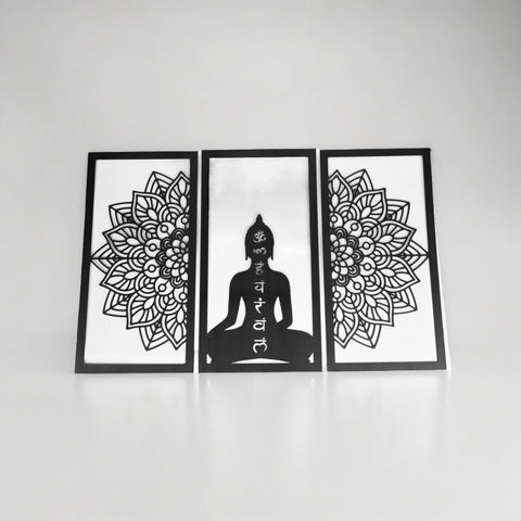 3 Pcs. Set BUDHHA MANDALA WALL ART - tree-casa