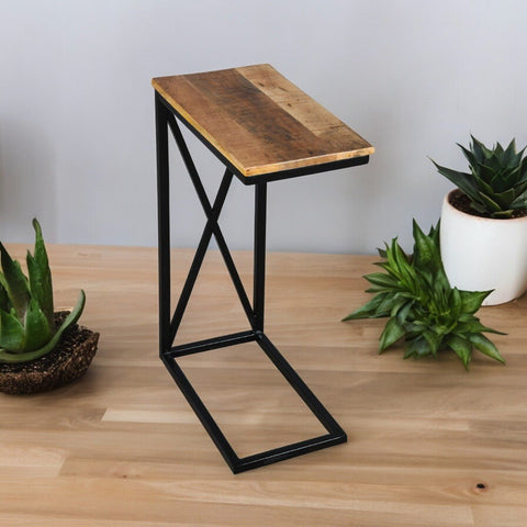 Solid Wood Set of 2 Wrought Iron Side Table - tree-casa