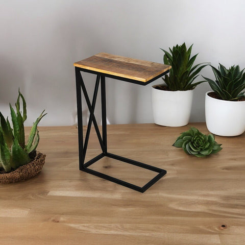 Solid Wood Set of 2 Wrought Iron Side Table - tree-casa