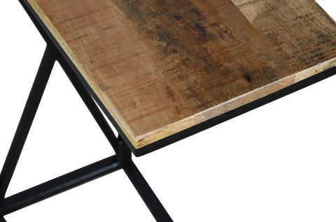 Solid Wood Set of 2 Wrought Iron Side Table - tree-casa