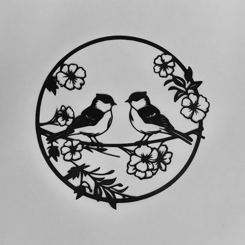 TWO BIRDS WITH FLOWER MDF wall décor - tree-casa